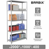 Стеллаж металлический BRABIX "MS KD-200/40-5", 2000х1000х400 мм, 5 полок, сборная стойка, 291119, S240BR244502