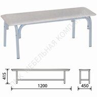 Банкетка без спинки "Астрид", 1200х450х415 мм, светло-серый каркас, кожзам белый