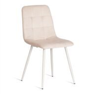 Стул CHILLY (mod.7094-1) вельвет/металл, 44,5х52,5х86см, beige (бежевый) HLR2/белый_